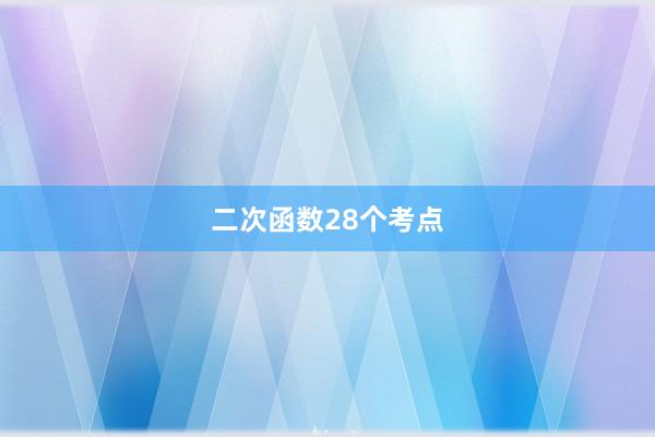 二次函数28个考点